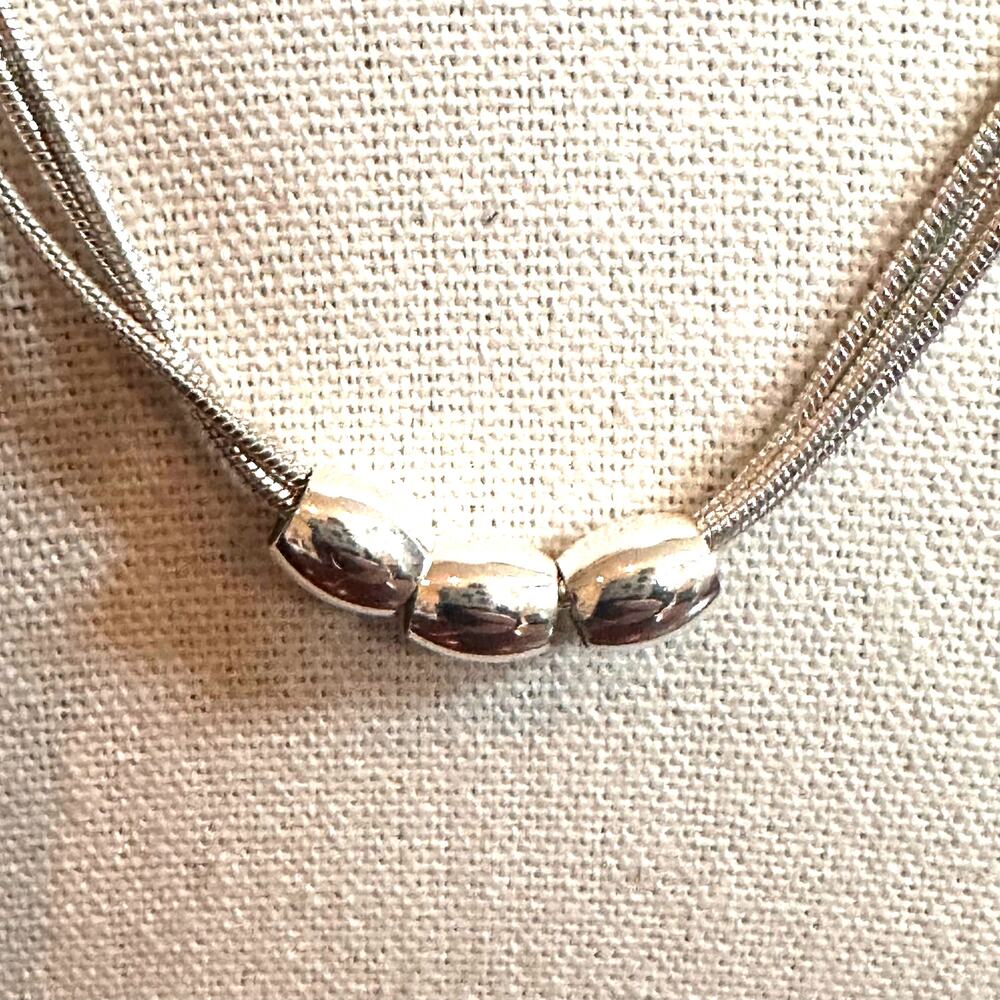 NAPIER Necklace Triple Strand Silver tone chain 16" - 28" Long Retro Casual